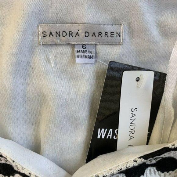 Sandra Darren Black White Lace Long Sleeve Dress - Picture 8 of 9